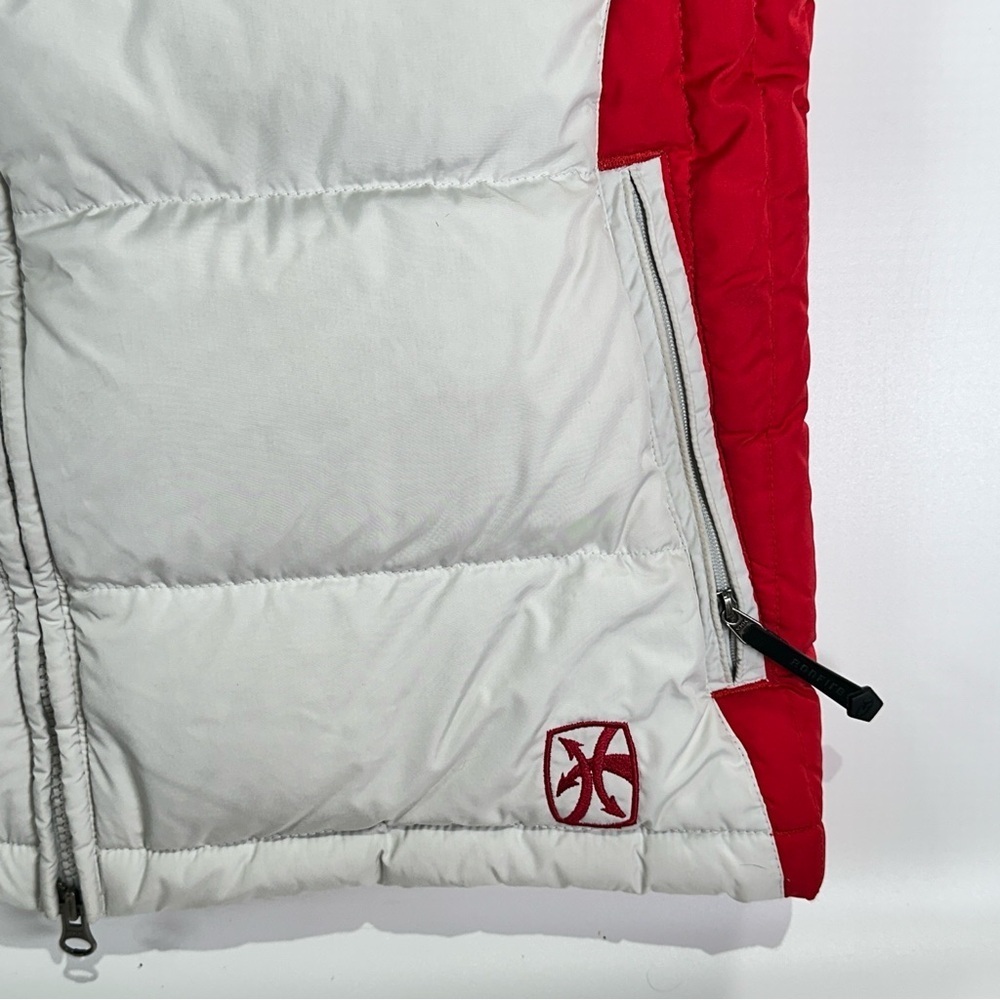 Bonfire vest hooded down alpine puffer red white size M - Picture 3 of 14
